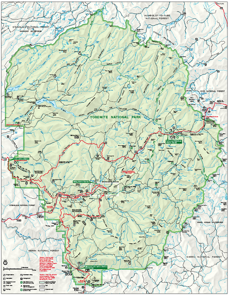 Yosemite National Park official map