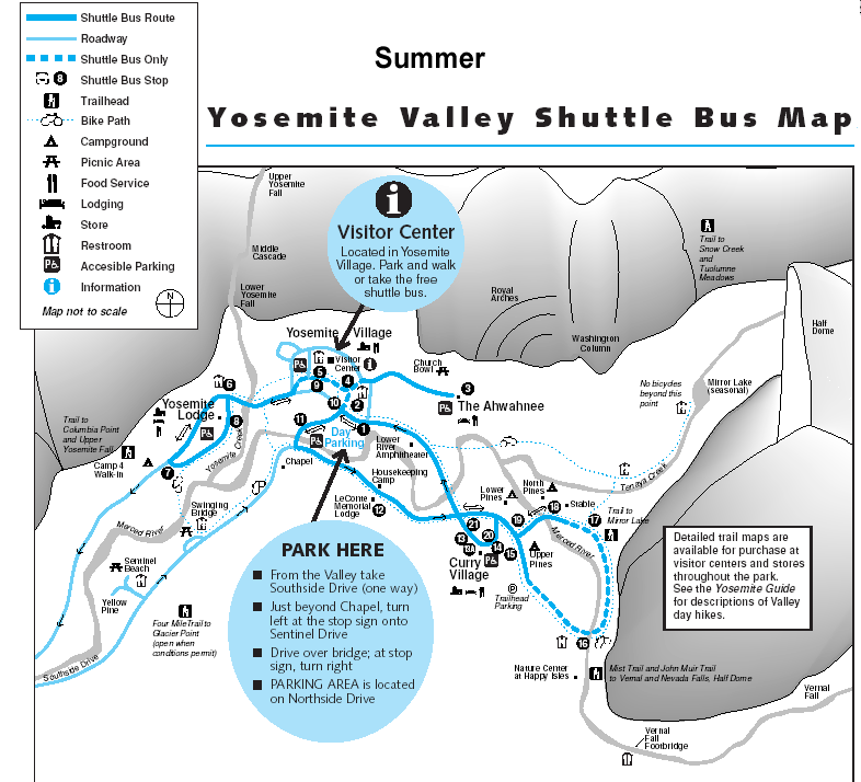 Yosemite Valley Shuttle Map - Yosemite Valley • mappery