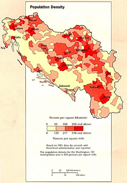Yugoslavian Population Map