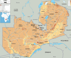 Zambia physical Map