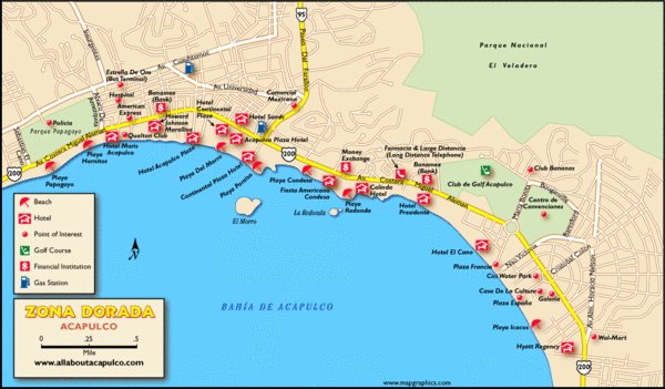 Zona Dorada Acapulco Map