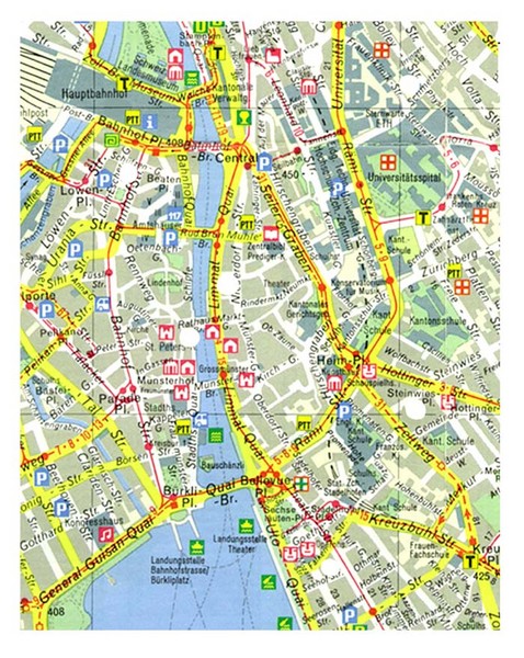 Zurich, Switzerland Tourist Map