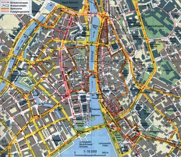 Zurich, Switzerland Tourist Map