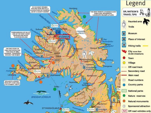 Ísafjördur Peninsula Tourist Map